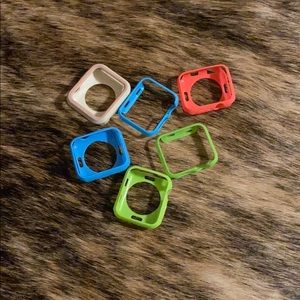 Different Apple Watch screen bumpers with bands